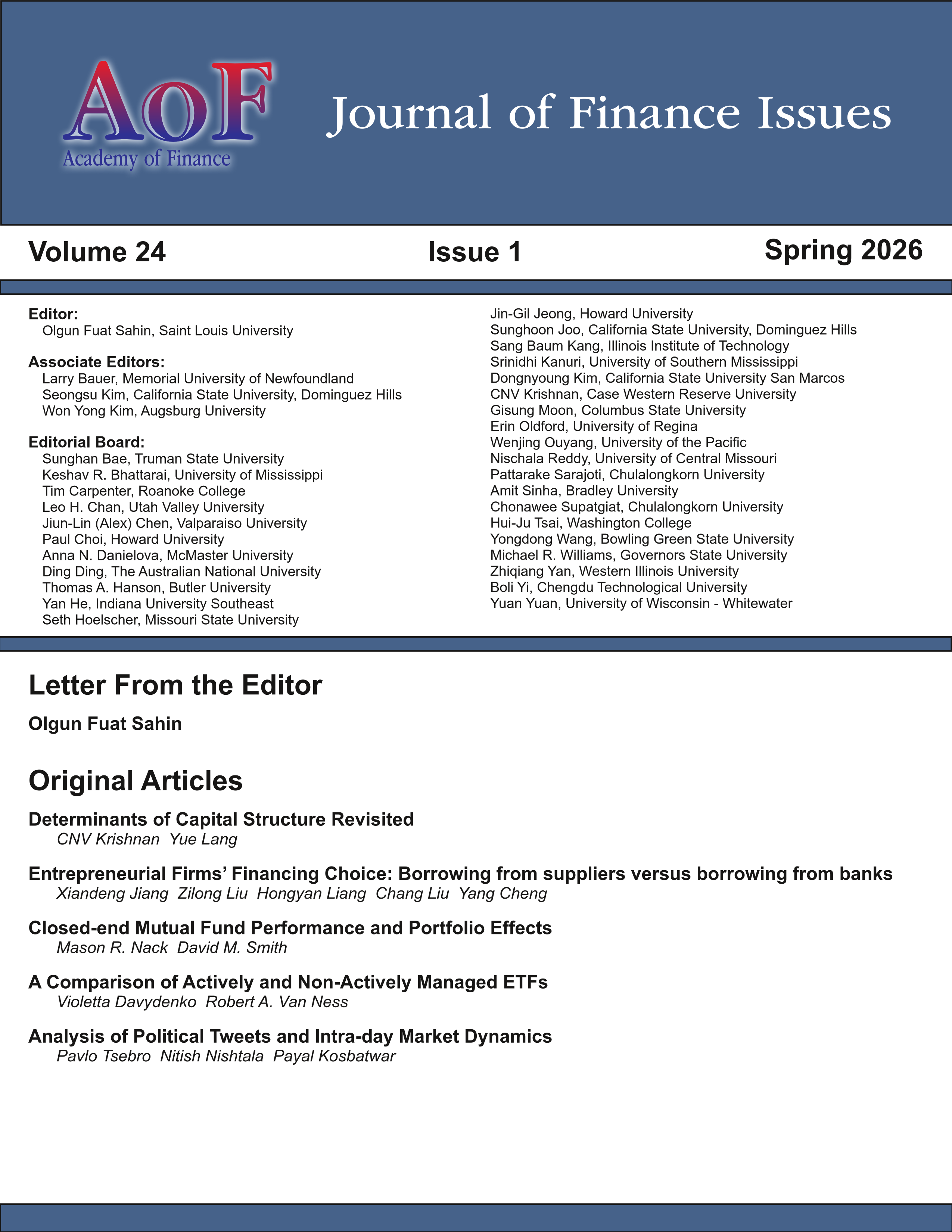 					View Vol. 24 No. 1 (2026): Spring 2026
				